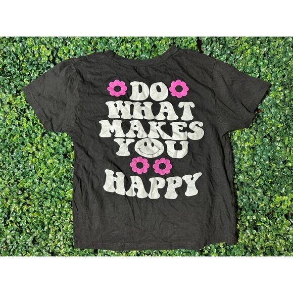 100% Cotton Black Graphic T Shirt Do What Makes You Happy Sz M - Picture 1 of 6